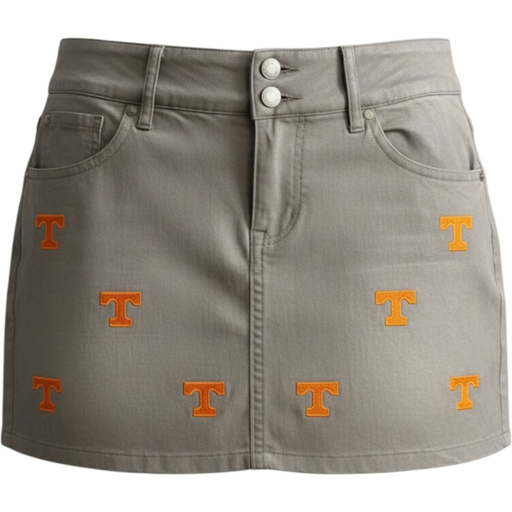 UT Vols Tennessee Volunteers Y2K Embroidered Mini Skirt Tan Orange Low Rise 33W